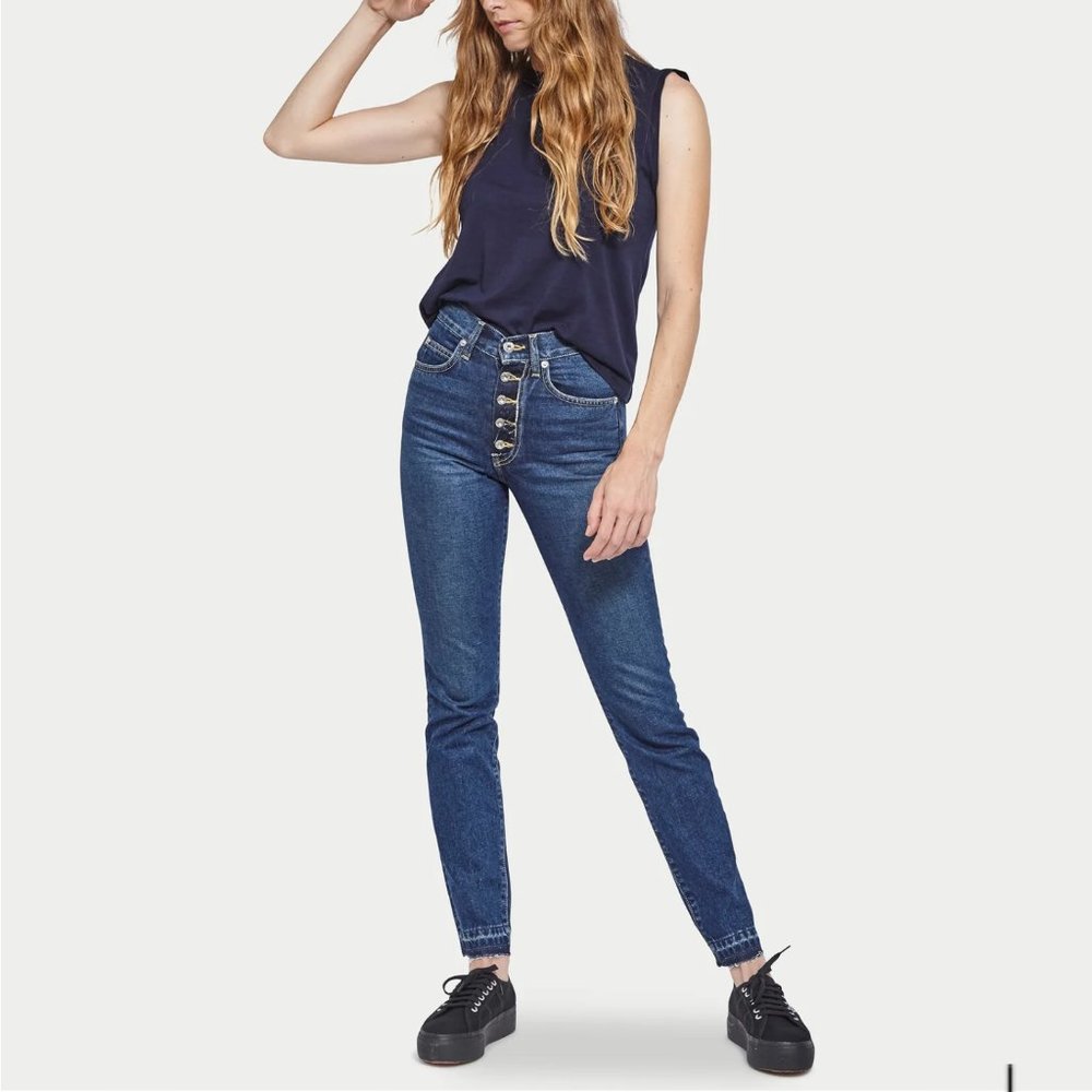 EVE Denim: THE SILVER BULLETT Tapered Leg Button Fly Crop Jeans - Size 25